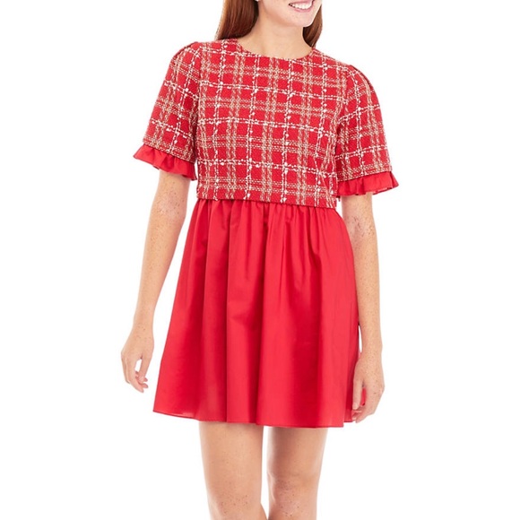 English Factory Red Plaid Dress - Picture 1 of 5